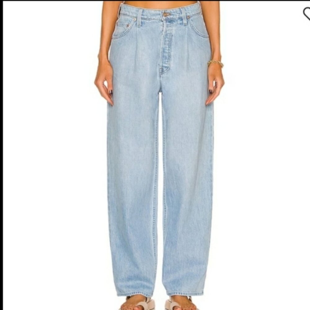 Snacks by Mother The Pleated Fun Dip Puddle Just a Nibble Straight Jeans Size 27 - Picture 2 of 15